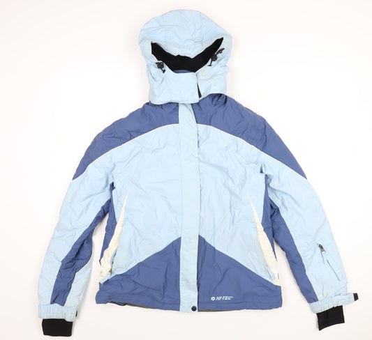 Hi-Tec Womens Blue Rain Coat Coat Size L Zip