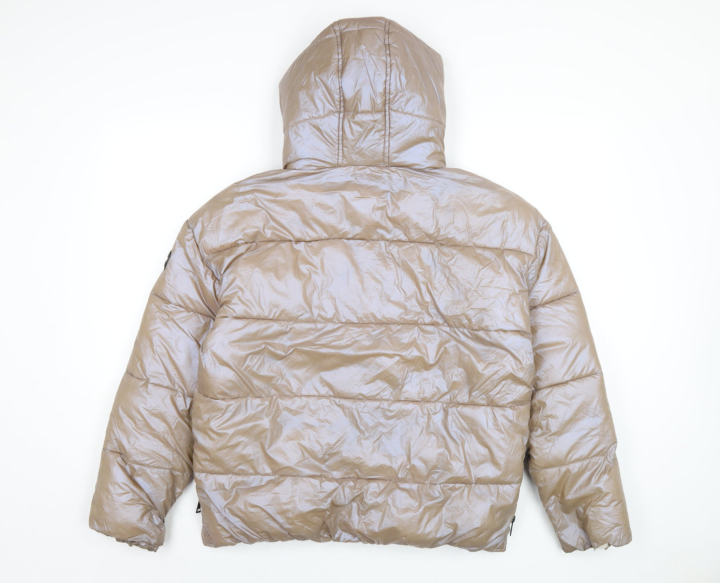 Harvey Jones Womens Beige Puffer Jacket Coat Size 12 Zip