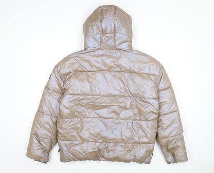 Harvey Jones Womens Beige Puffer Jacket Coat Size 12 Zip
