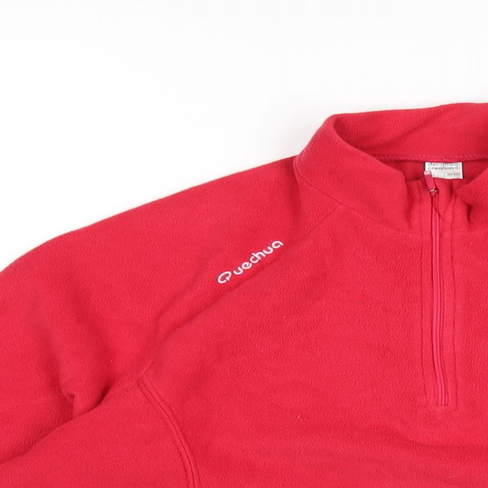 Quechua Womens Red Polyester Pullover Sweatshirt Size L Zip