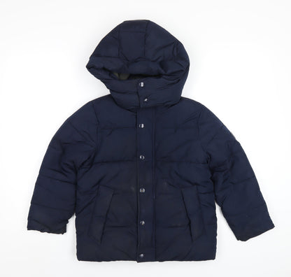 Additional front view of Gap boys’ blue puffer jacket coat, size S, zip