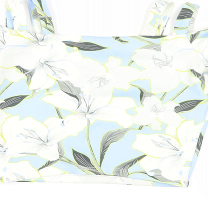 Miss Selfridge Womens Blue Floral Polyester Cropped Blouse Size 6 V-Neck