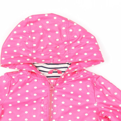 Gap Girls Pink Polka Dot Rain Coat Coat Size 2 Years Zip - Hooded