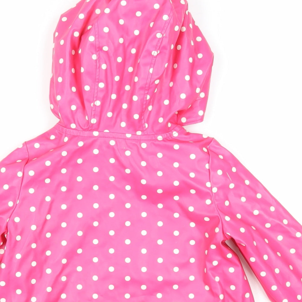 Gap Girls Pink Polka Dot Rain Coat Coat Size 2 Years Zip - Hooded