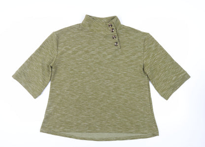 Rain Womens Green Polyester Pullover Sweatshirt Size M Button