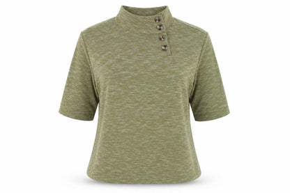 Rain Womens Green Polyester Pullover Sweatshirt Size M Button