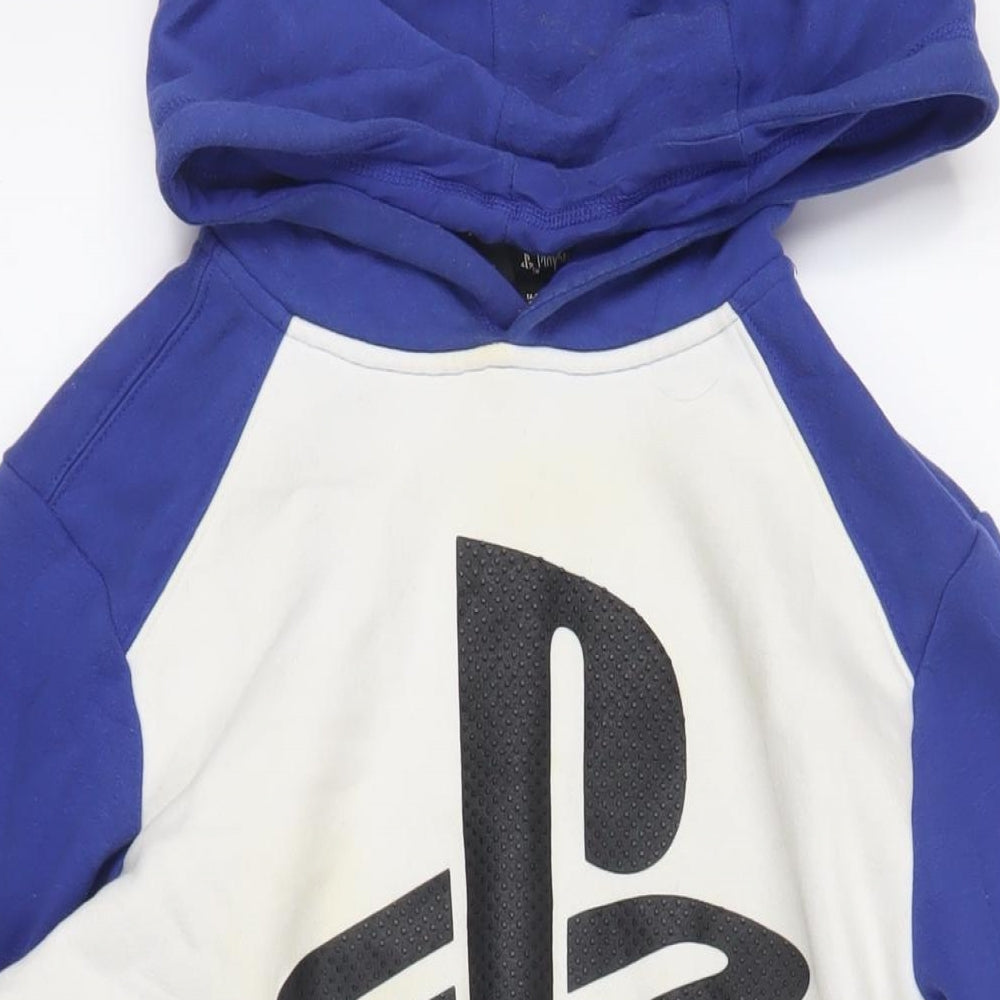 PlayStation Girls Blue Colourblock Cotton Pullover Hoodie Size 14-15 Years Pullover - Logo Pockets