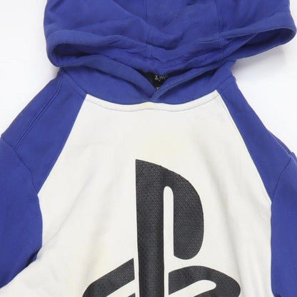 PlayStation Girls Blue Colourblock Cotton Pullover Hoodie Size 14-15 Years Pullover - Logo Pockets