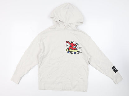 Zara Girls Ivory Cotton Pullover Hoodie Size 11-12 Years Pullover - Keith Han