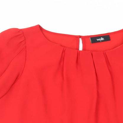 Womens UK Size S Wallis Red Basic Blouse