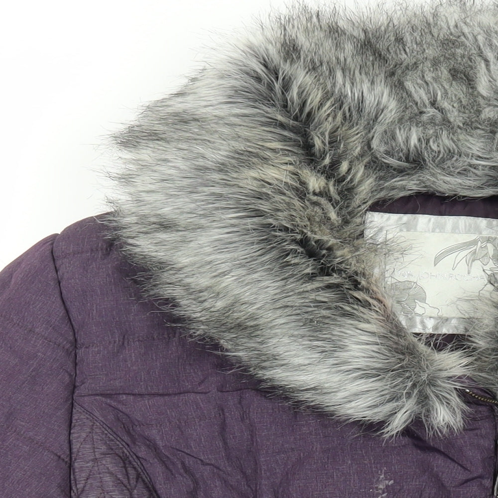 RJR.John Rocha Womens Purple Quilted Jacket Size 20 Zip - Faux Fur Collar
