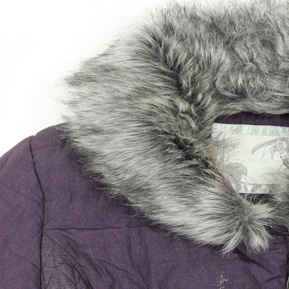 RJR.John Rocha Womens Purple Quilted Jacket Size 20 Zip - Faux Fur Collar