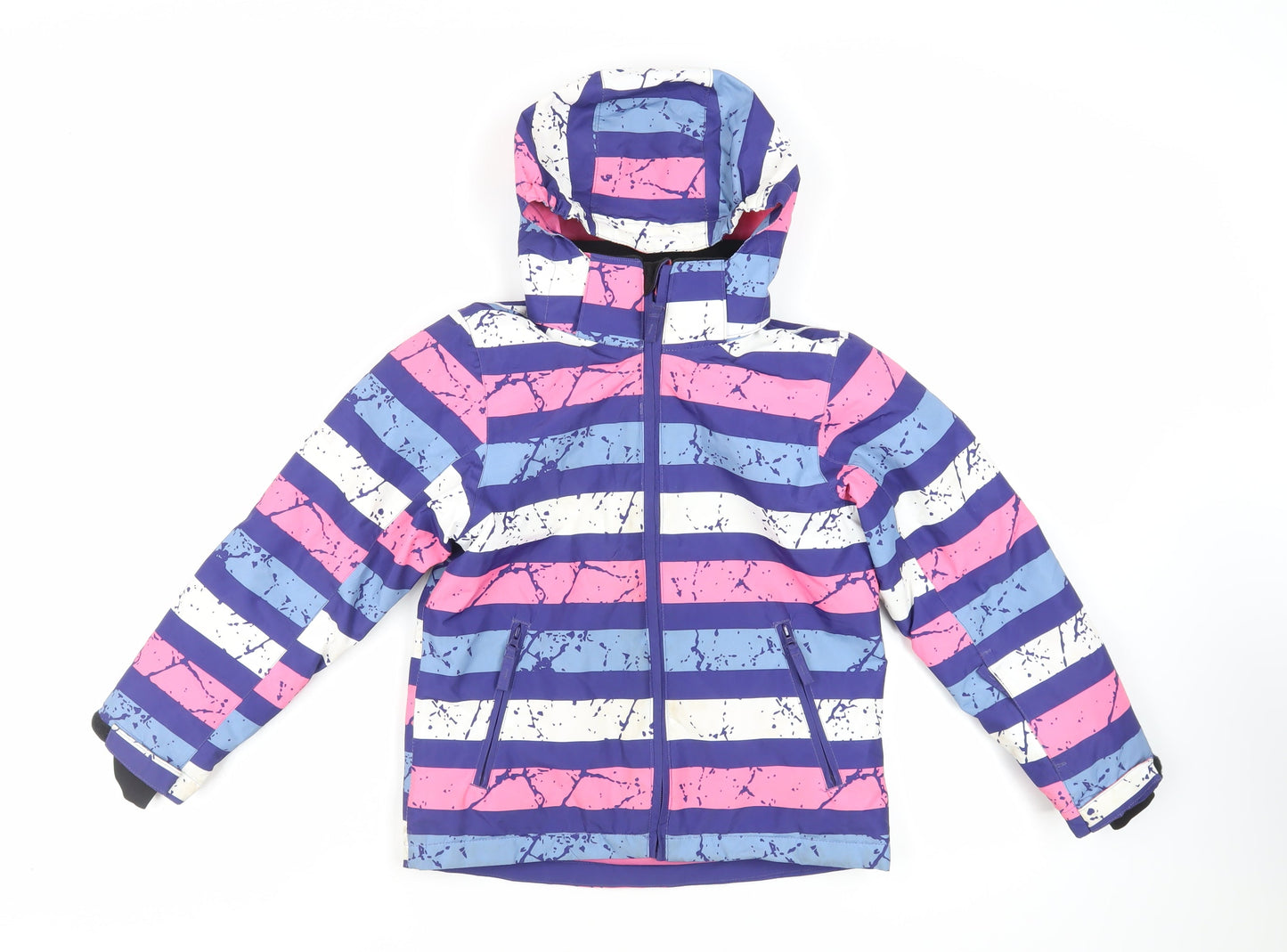 Crane Girls Multicoloured Striped Ski Jacket Jacket Size 7-8 Years Zip - Technical Outdoors Waterproof