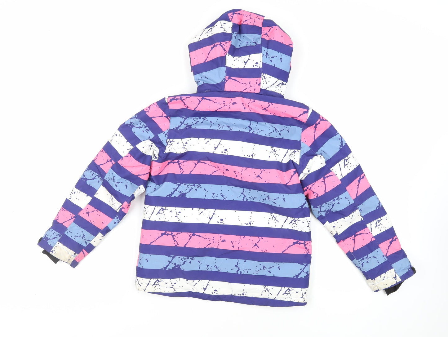 Crane Girls Multicoloured Striped Ski Jacket Jacket Size 7-8 Years Zip - Technical Outdoors Waterproof