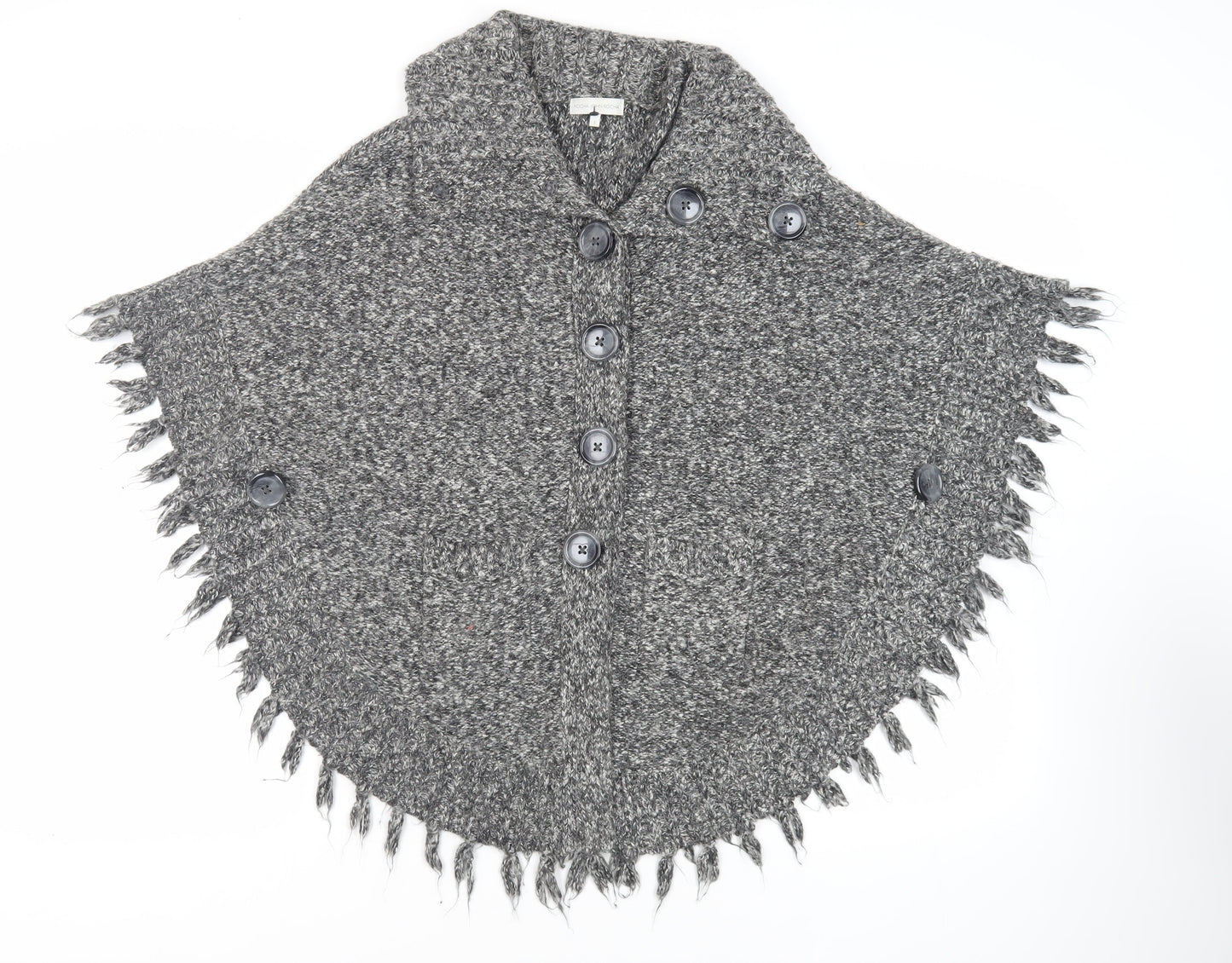 RJR.John Rocha Womens Grey Overcoat Poncho Size S Snap