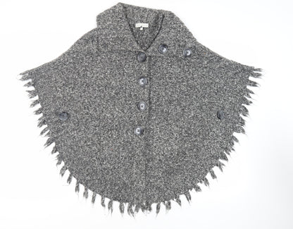 RJR.John Rocha Womens Grey Overcoat Poncho Size S Snap