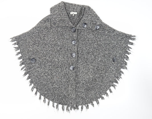 RJR.John Rocha Womens Grey Overcoat Poncho Size S Snap