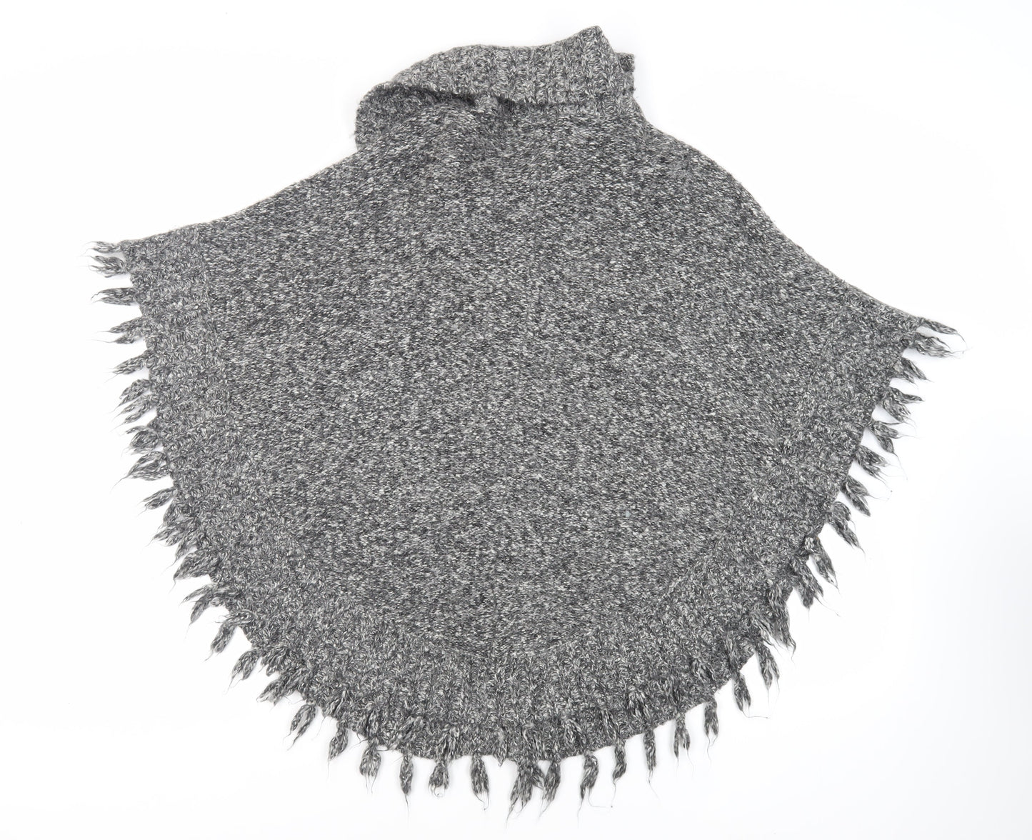 RJR.John Rocha Womens Grey Overcoat Poncho Size S Snap