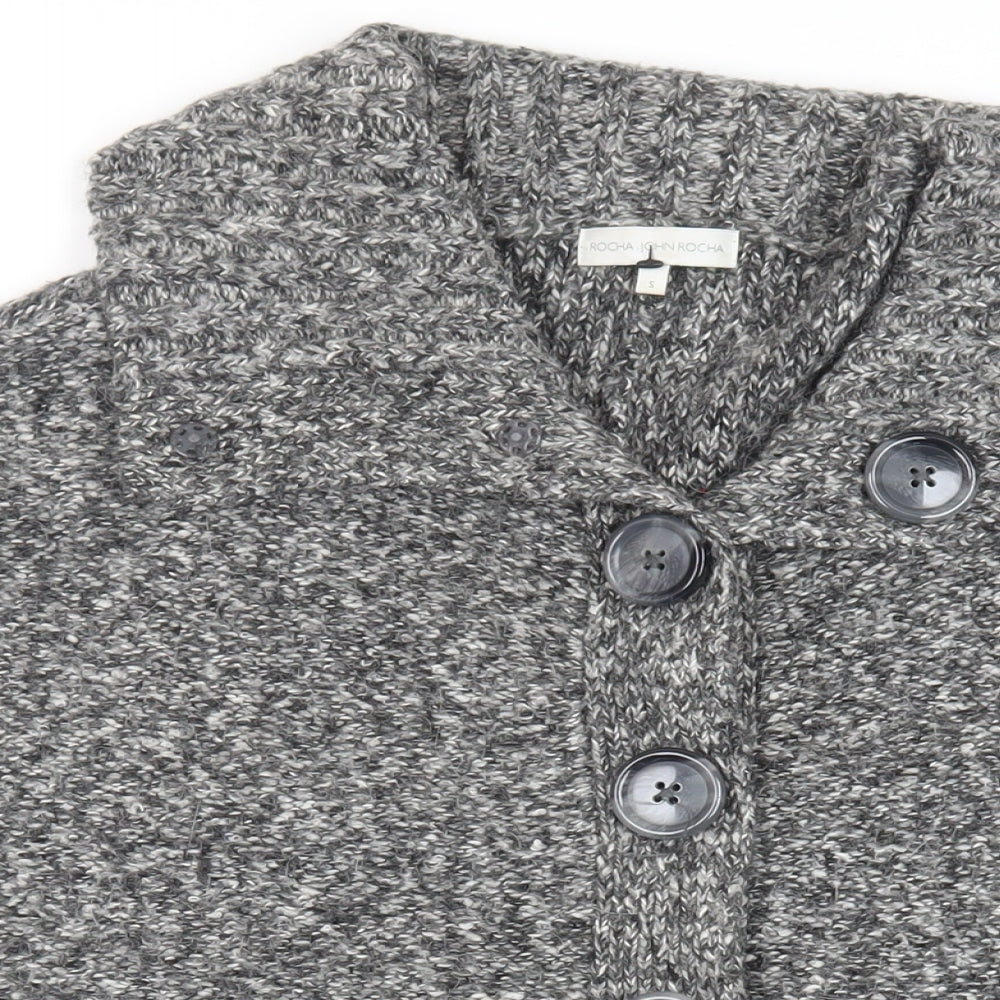 RJR.John Rocha Womens Grey Overcoat Poncho Size S Snap