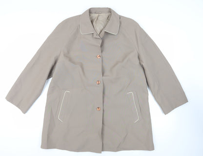 Ronald Skermer Womens Beige Overcoat Coat Size L Button - Vintage Lightweight