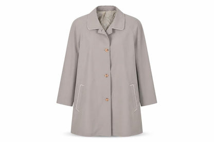 Ronald Skermer Womens Beige Overcoat Coat Size L Button - Vintage Lightweight
