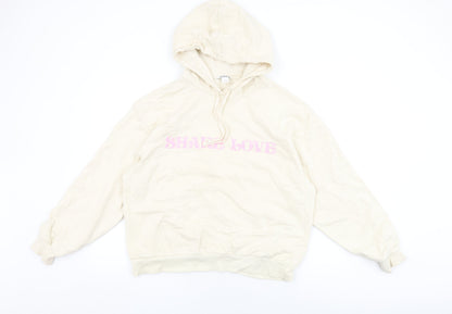 Monki Womens Ivory Cotton Pullover Hoodie Size L Pullover - Share Love