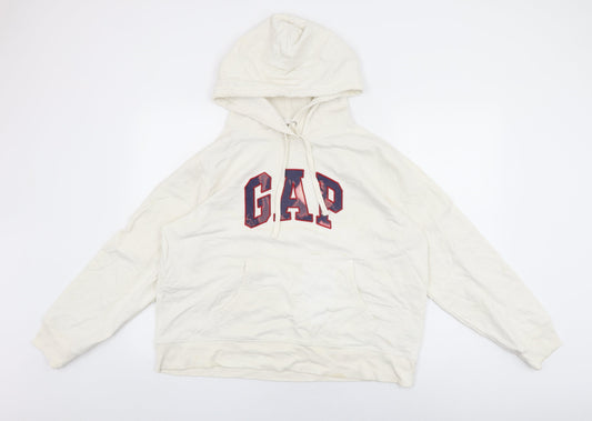 Gap Womens White Cotton Pullover Hoodie Size XL Pullover - Gap Logo