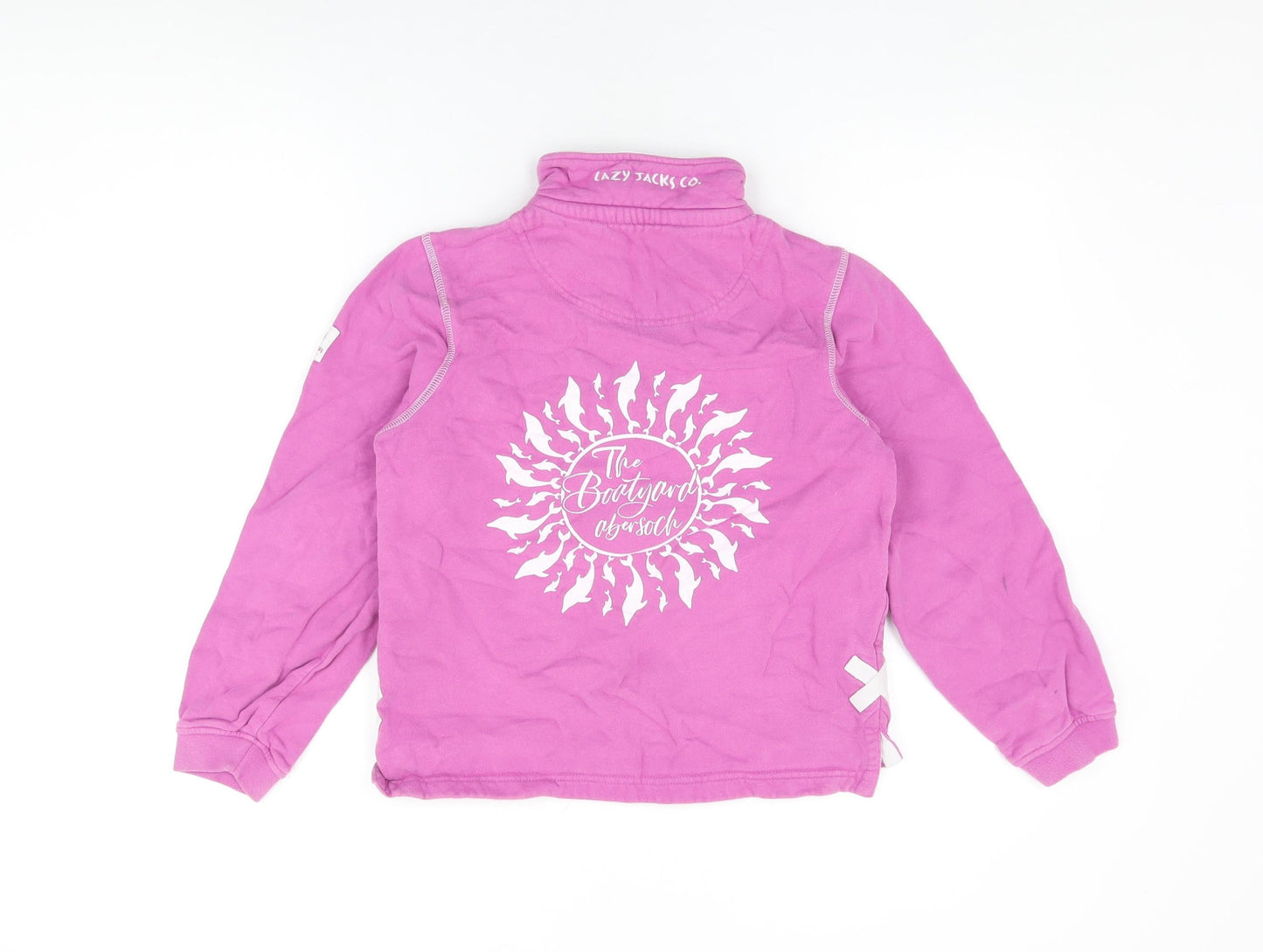 Lazy Jacks Girls Pink Cotton Pullover Sweatshirt Size 9-10 Years Zip - The Boatyard Abersoch