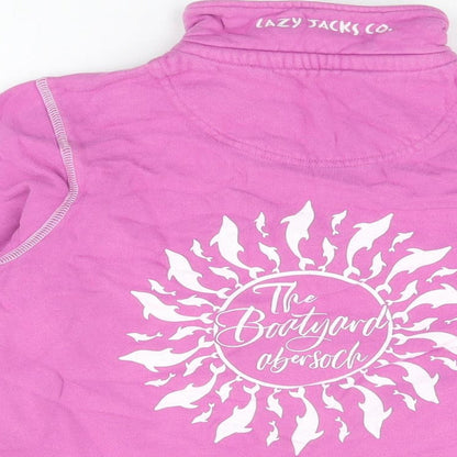 Lazy Jacks Girls Pink Cotton Pullover Sweatshirt Size 9-10 Years Zip - The Boatyard Abersoch