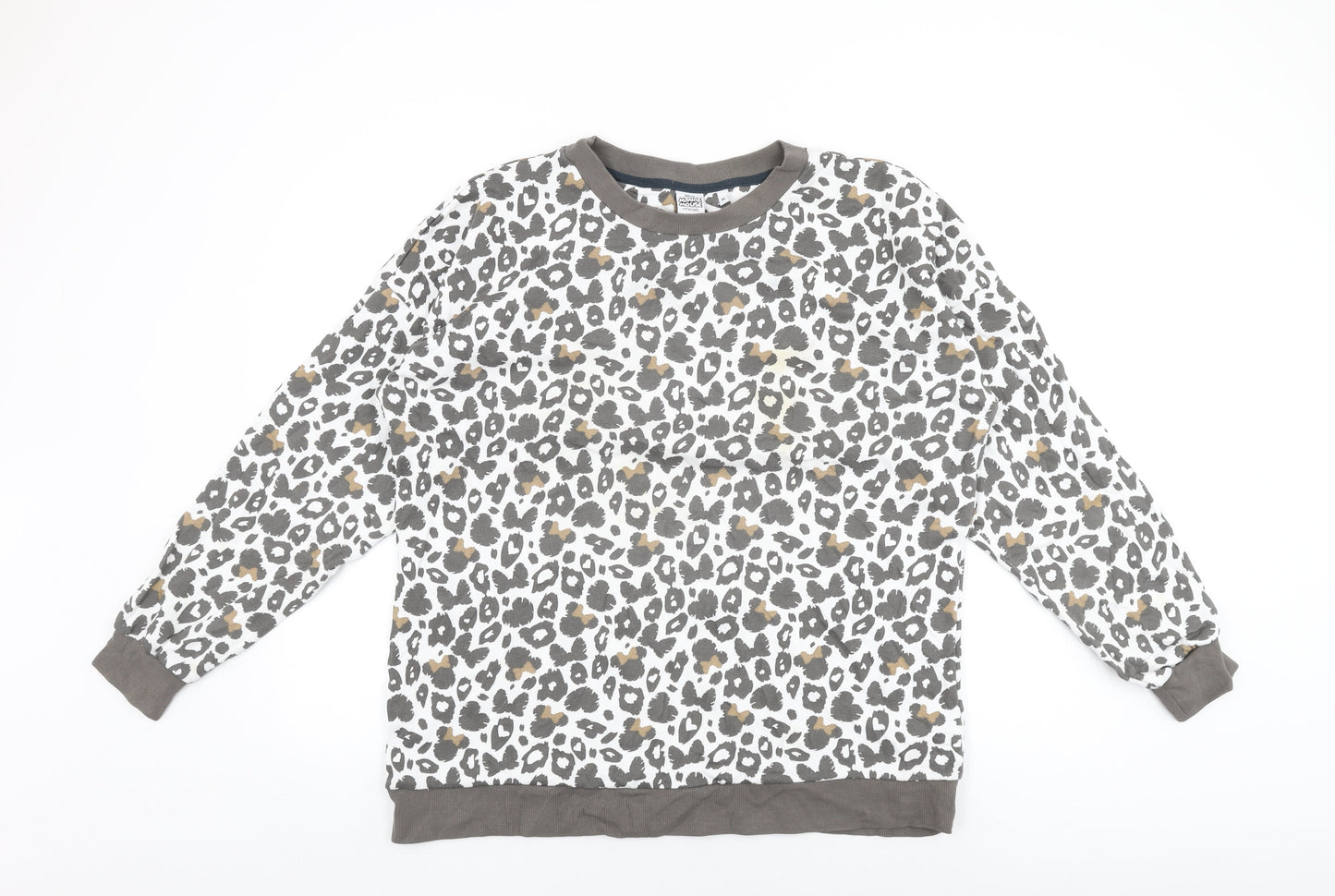 Minnie Mouse Womens White Geometric Cotton Pullover Sweatshirt Size XL Pullover - Minnie Mouse Animal Print