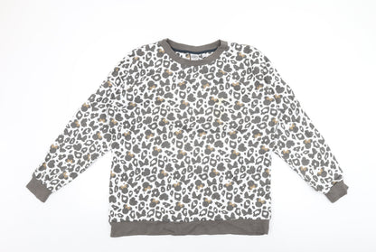 Minnie Mouse Womens White Geometric Cotton Pullover Sweatshirt Size XL Pullover - Minnie Mouse Animal Print