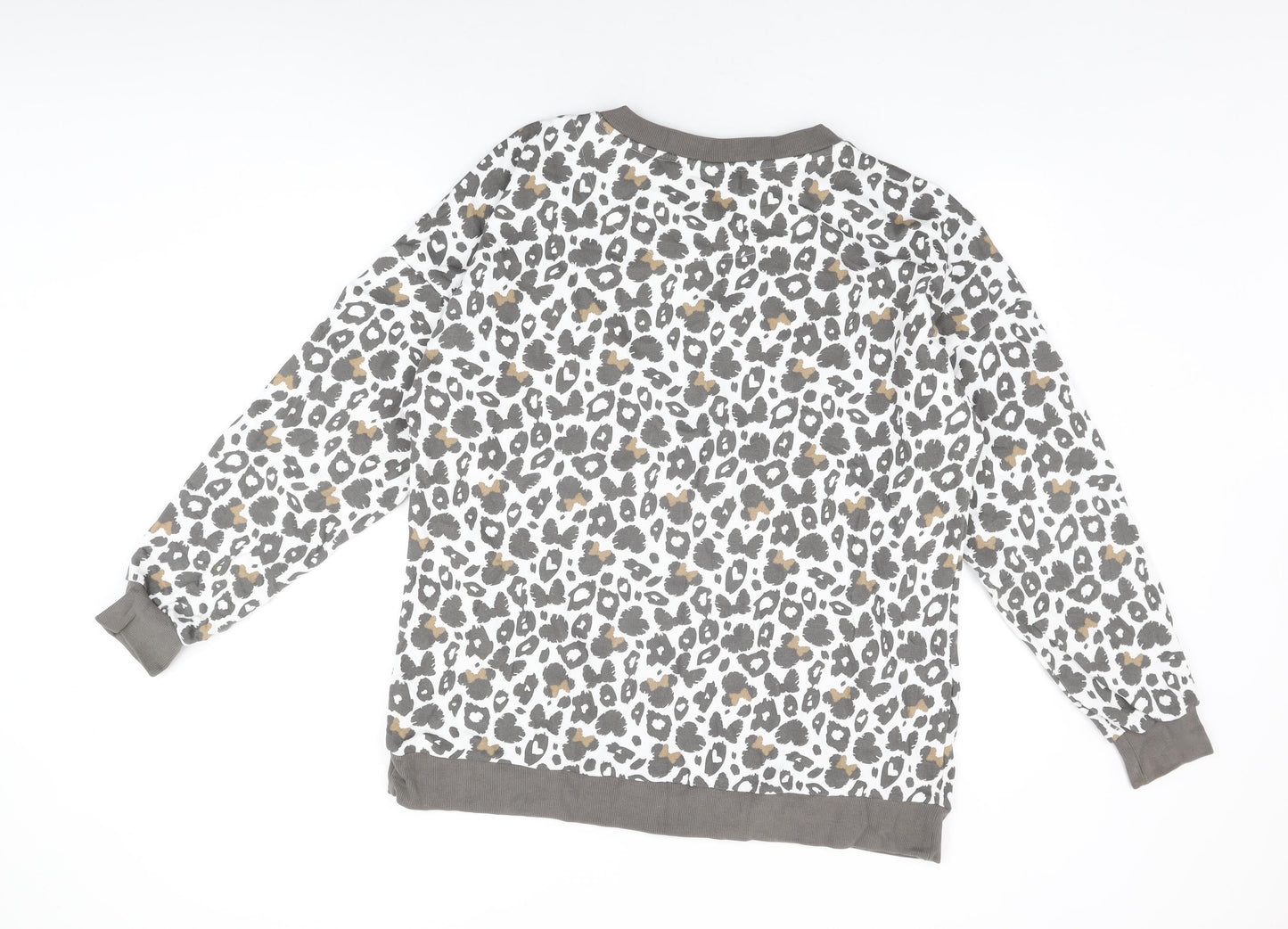 Minnie Mouse Womens White Geometric Cotton Pullover Sweatshirt Size XL Pullover - Minnie Mouse Animal Print