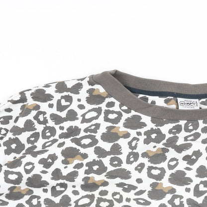 Minnie Mouse Womens White Geometric Cotton Pullover Sweatshirt Size XL Pullover - Minnie Mouse Animal Print