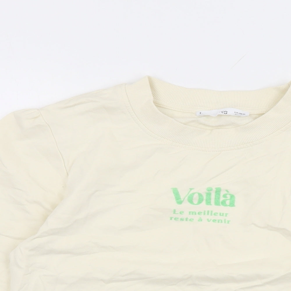 Mango Womens Ivory Cotton Pullover Sweatshirt Size XS Pullover - Voila