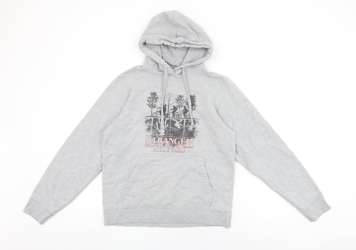 Stranger Things Womens Grey Polyester Pullover Hoodie Size S Pullover
