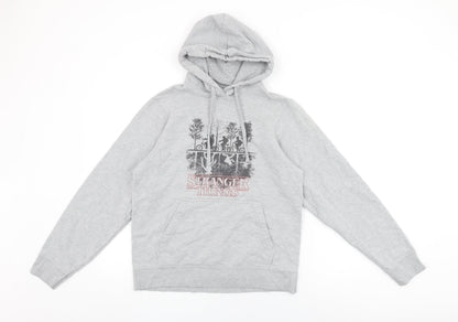 Stranger Things Womens Grey Polyester Pullover Hoodie Size S Pullover