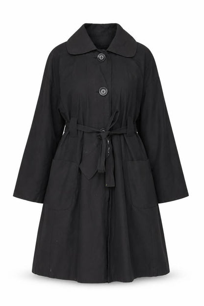 Betty Jackson Womens Black Trench Coat Coat Size 12 Button