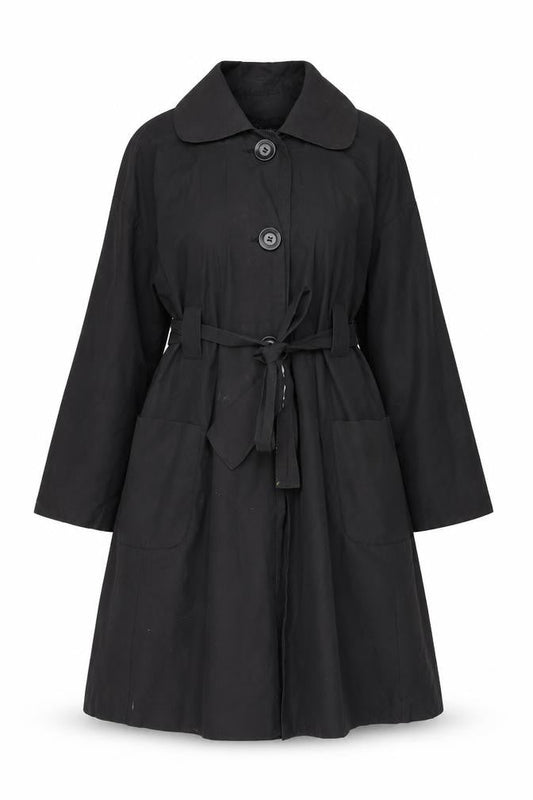 Betty Jackson Womens Black Trench Coat Coat Size 12 Button