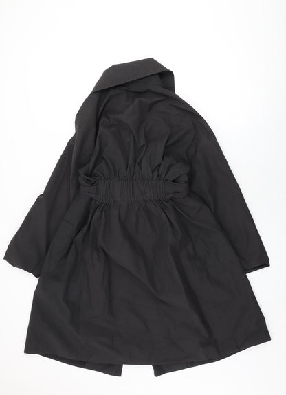 Betty Jackson Womens Black Trench Coat Coat Size 12 Button