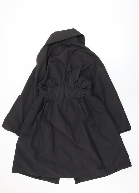 Betty Jackson Womens Black Trench Coat Coat Size 12 Button