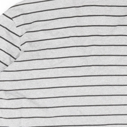 Enorgie Womens Grey V-Neck Striped Cotton Cardigan Jumper Size M