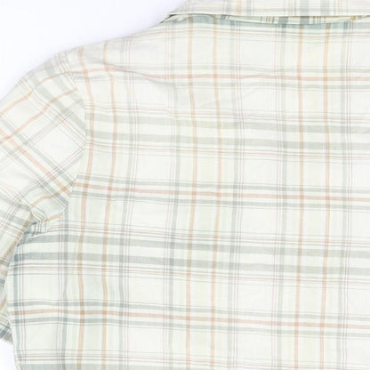 Compliments Womens White Plaid Cotton Basic Button-Up Size 14 Collared