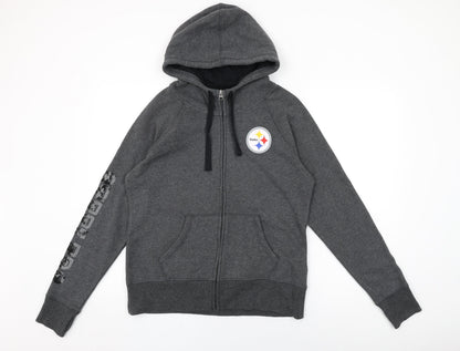 NFL Womens Grey Cotton Full Zip Hoodie Size L Zip - Steelers