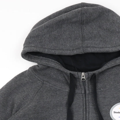 NFL Womens Grey Cotton Full Zip Hoodie Size L Zip - Steelers