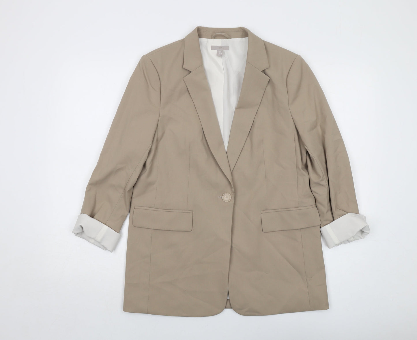 H&M Womens Beige Jacket Size S Button