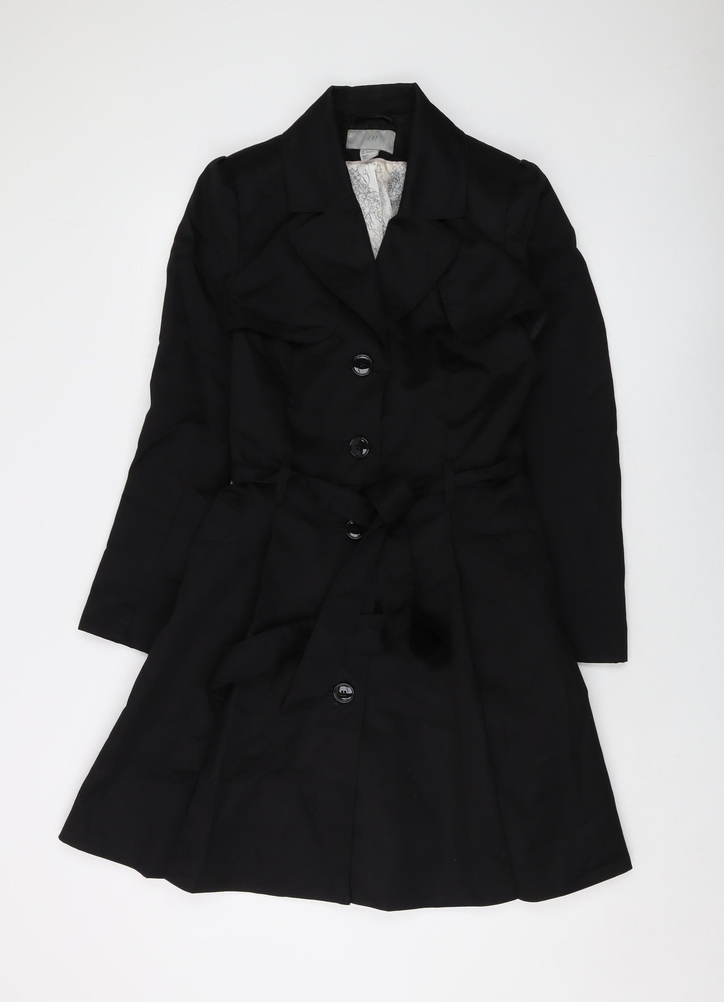 Womens UK Size 10 H&M Black Overcoat