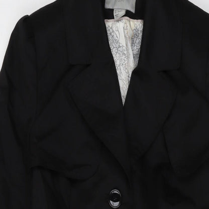 Womens UK Size 10 H&M Black Overcoat