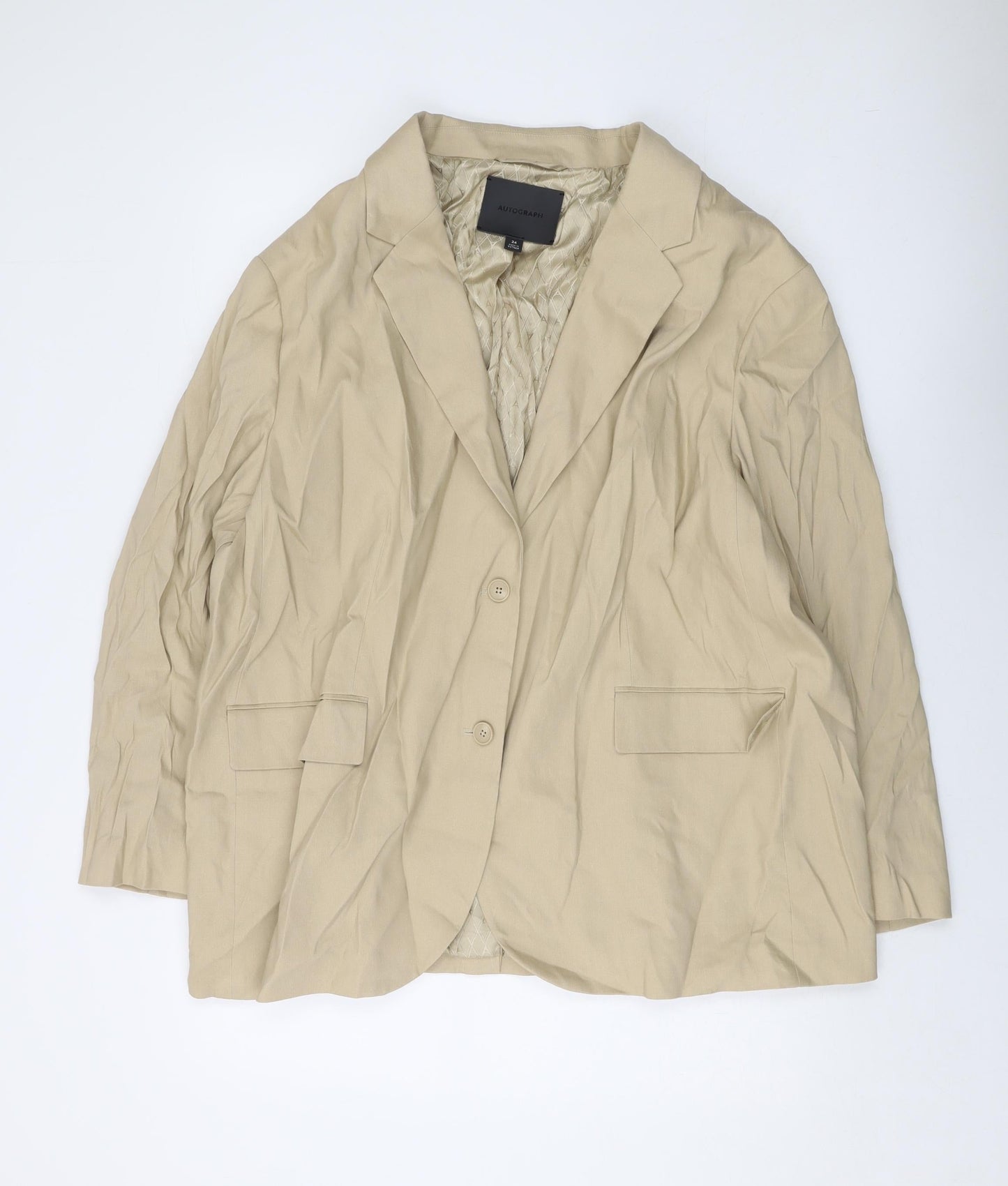 Autograph Womens Beige Jacket Size 24 Button