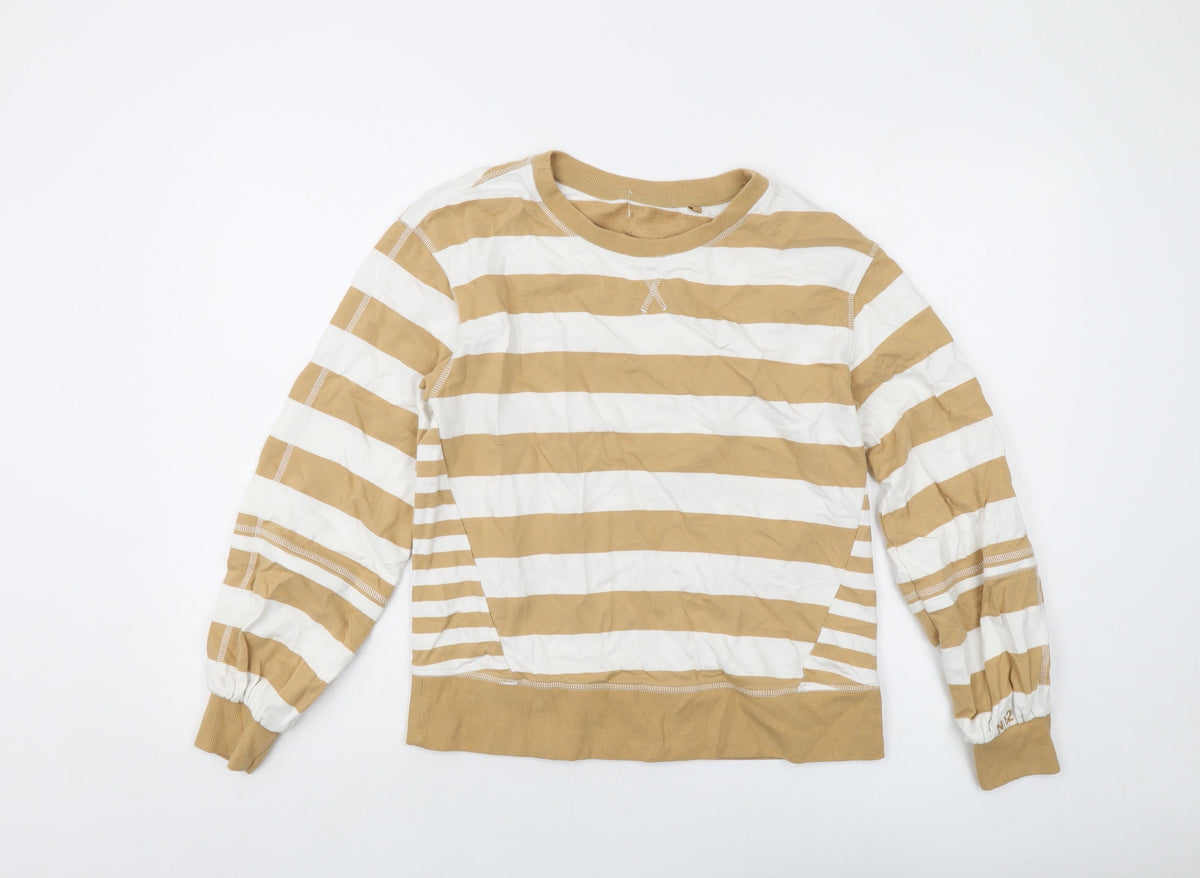 Next Womens Beige Striped Cotton Pullover Sweatshirt Size XS Pullover