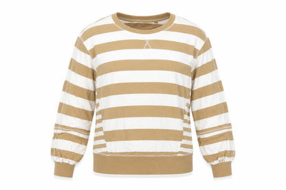 Next Womens Beige Striped Cotton Pullover Sweatshirt Size XS Pullover